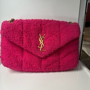 Yves Saint Laurent Pink Tweed Boucle Quilted Bag